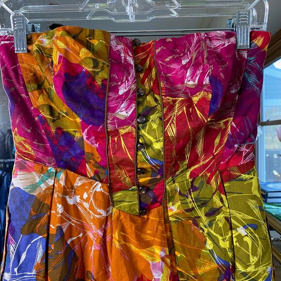 Moulinette Soeurs Strapless Tropical Colorful dress size 6 - Picture 5 of 11